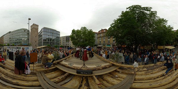 München, 850 Jahr Feier, Countrymusik und Squaredance auf dem Floß
